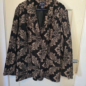 Denim&Co Black and Tan Floral Blazer